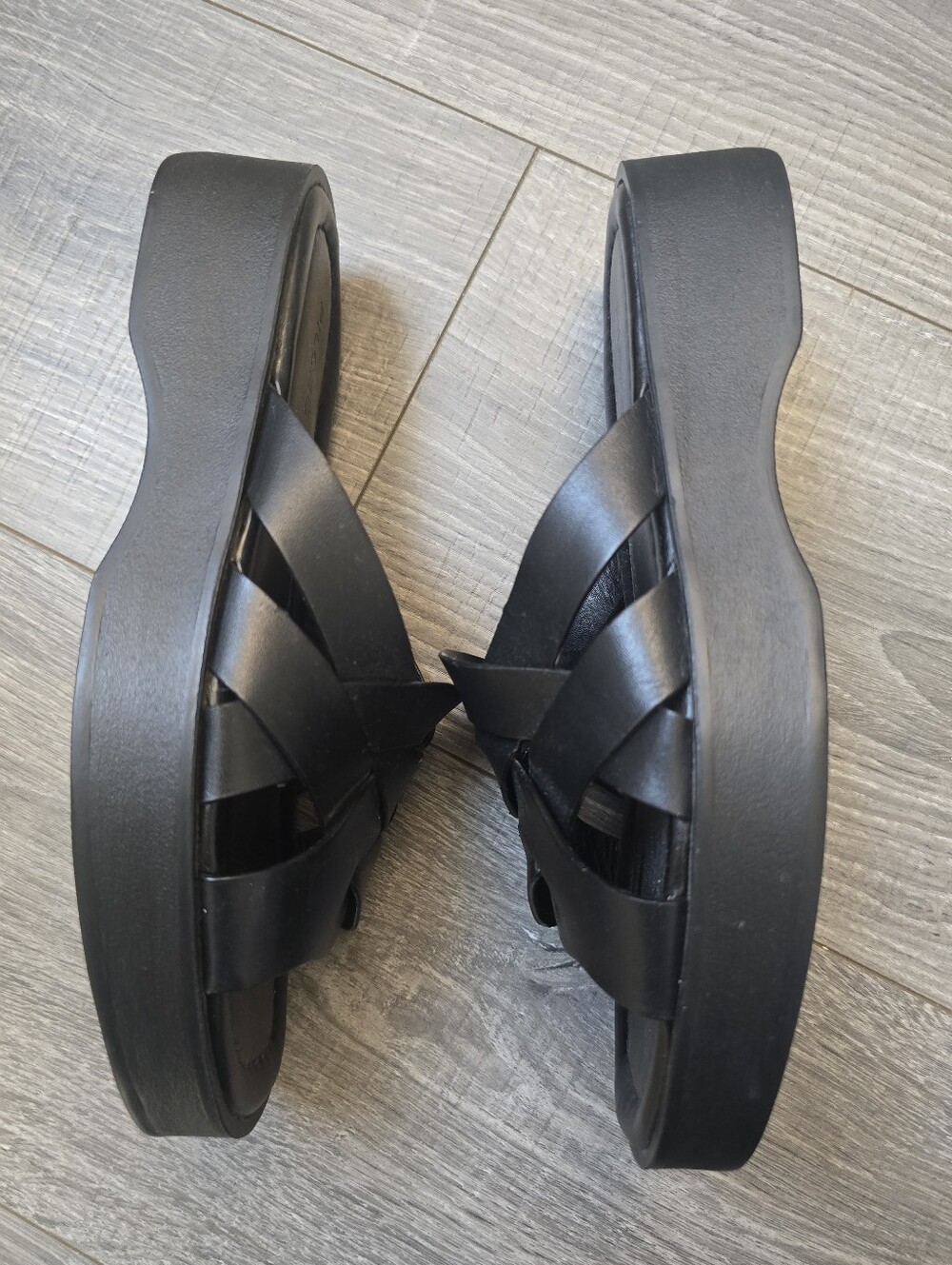 Pilcro Anthropologie Black Woven Chunky Platform Slide Sandals Size 38 Y2K - Picture 3 of 5